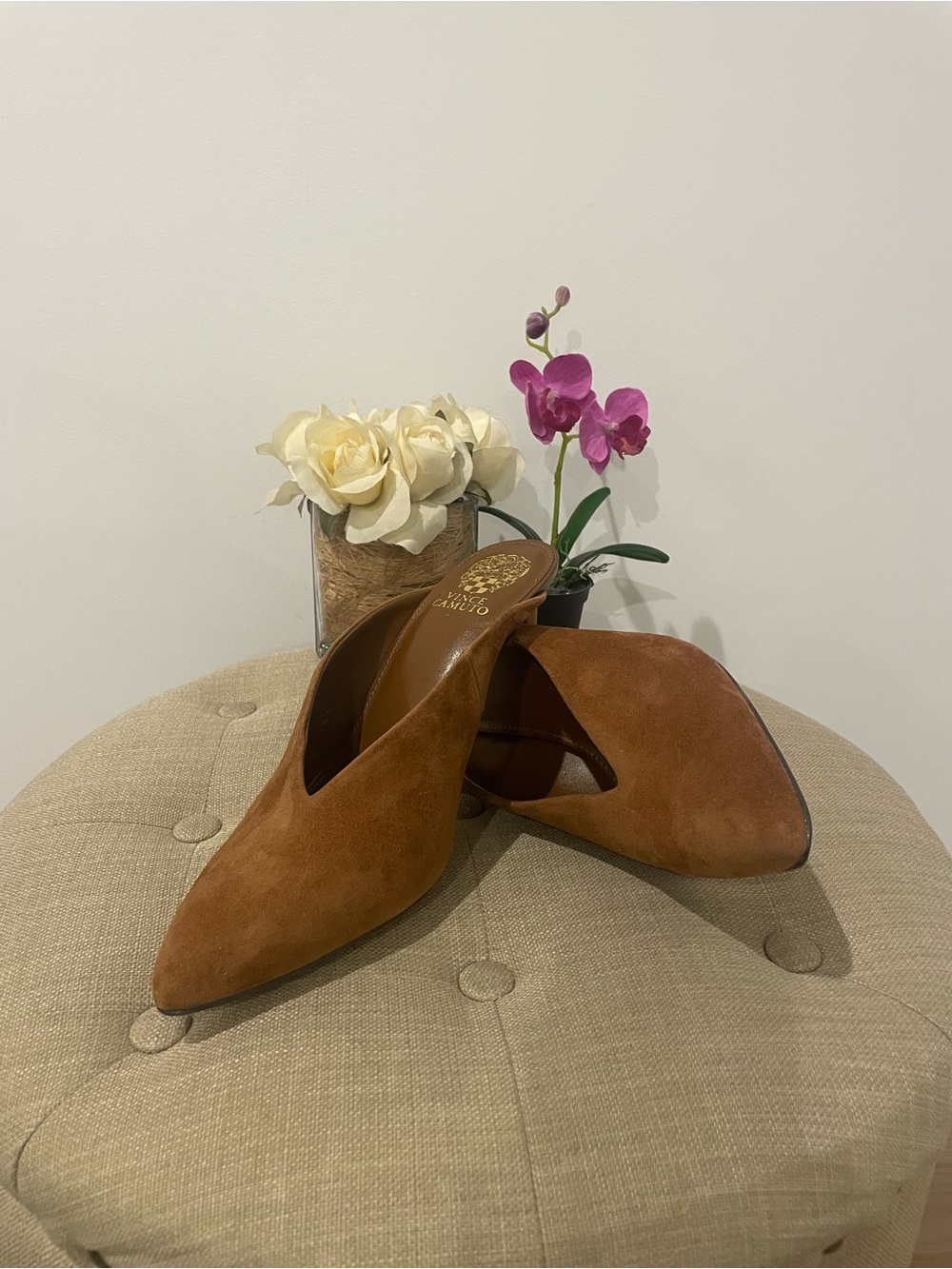 Vince Camuto Cognac Suede Pointed-Toe Mule - Size 9 - Picture 10 of 14
